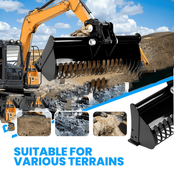24in Screening Excavator Bucket, 600 mm Soil Sieving Bucket for Mini Excavator Machinery Machine Digger up to 2 Tons,  for Sand and Stone Separation