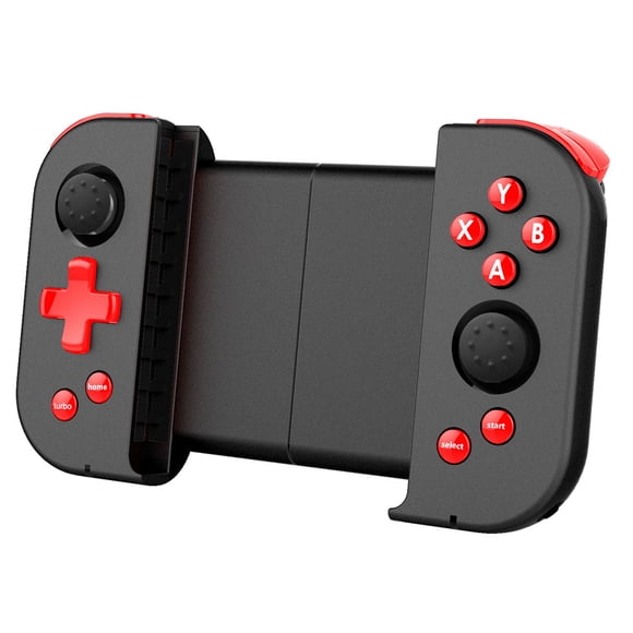 Graflsoa X6Pro Wireless Bluetooth Gaming Controller with Turbo Function, Red & Black, Compatible with Android/iOS Devices, Ergonomic Design, Stretchable Clamp for Phones up to 6.2 Inches