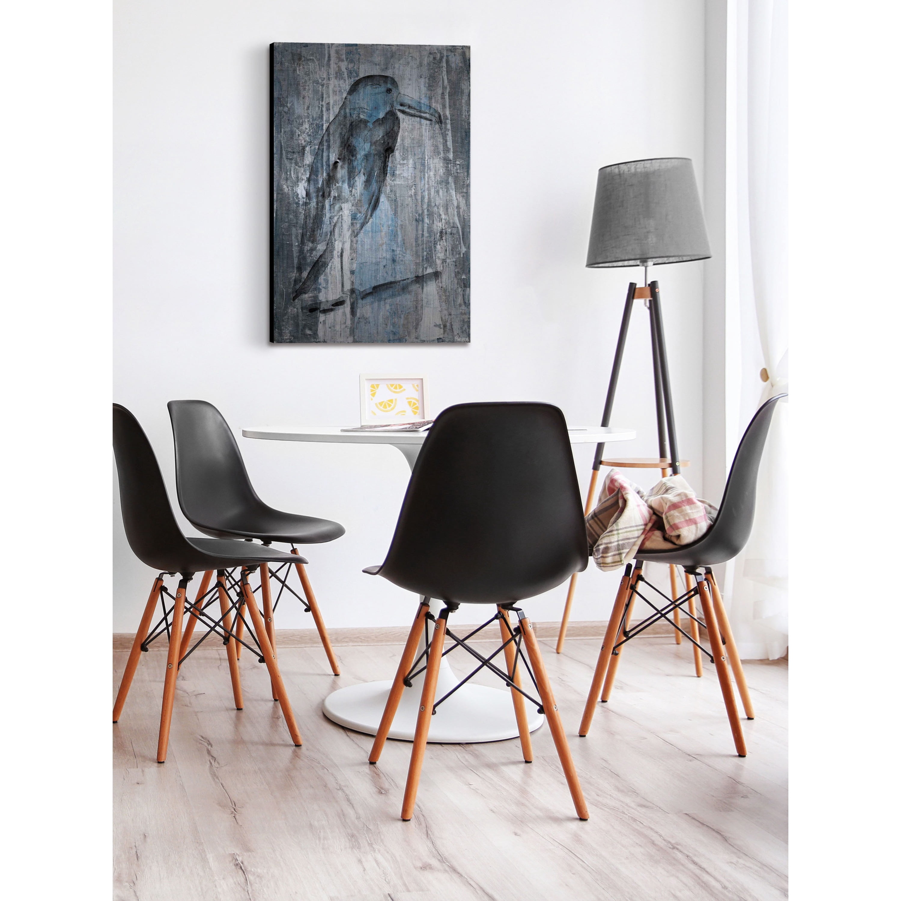 "Blue-Grey Bird II" Painting Print on Brushed Aluminum