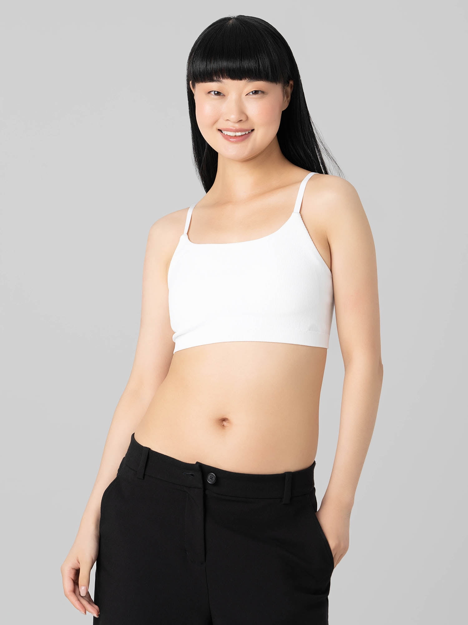 No Boundaries Women's Seamless Ribbed Cami Bralette, Sizes XS-XXXL