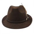 thumbnail image 5 of XIAOCHA Womens Braided‑Buckle Fedora Hat Solid Wide‑Brim Hat Outdoor Festival Hat,Brown, 5 of 8