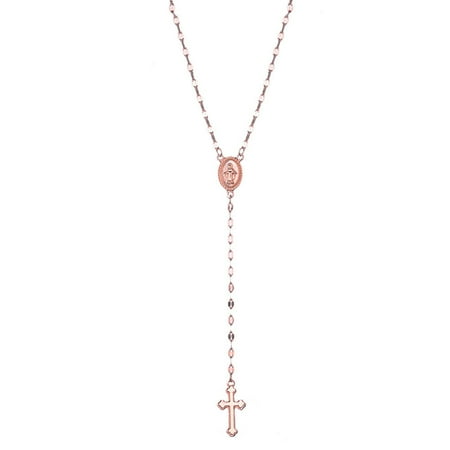 Gold Rosary Chain Necklace AkoaDa Fashion Cross Pendant Necklace Women Gold Sliver Long Chain Men Rosary Coin Necklaces Religious Jewelry ()