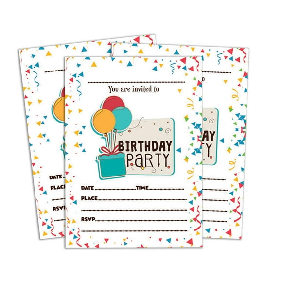 Darling Souvenir White Birthday Invitation Card Printable Elegant Fill or Write In Blank Party Invites 28 Pcs 5 x 7 Inches