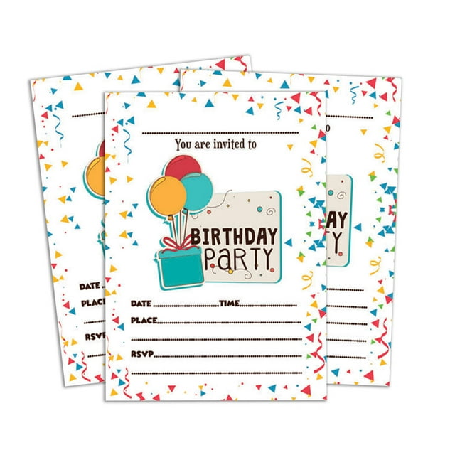 Darling Souvenir White Birthday Invitation Card Printable Elegant Fill or Write In Blank Party Invites 28 Pcs 5 x 7 Inches