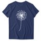 thumbnail image 1 of Camiseta corta con cuello redondo y estampado de flores a la moda para mujer, blusa holgada, camisa superior azul marino/2XL, 1 of 3