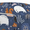 thumbnail image 2 of Animal Pouf Cover with Zipper, Polar Bear Squirrel Hedgehog Trees Rabbits Herbs Woodland Creatures, Soft Decorative Fabric Unstuffed Case, 30" W X 17.3" L, Dark Lavender Multicolor, by Ambesonne, 2 of 3