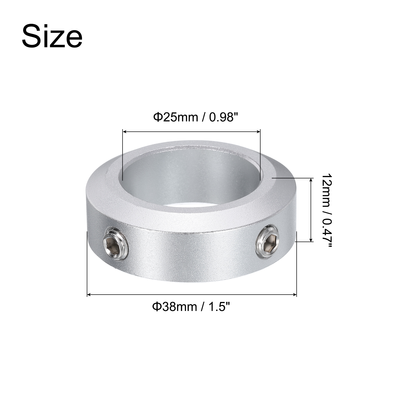 10 Packs Set Screw Collars 25mm Bore, Aluminum Shaft Collars, 38mm OD and 12mm Thickness, Set Screw Clamp Collar