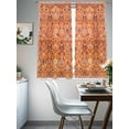thumbnail image 3 of Boho Orange Semi Sheer Window Curtains 72 Inches Long, Country Style Bohemian Floral Retro Tribal Rod Pocket Voile Silky Chiffon Curtain Light Filtering Drapes for Living Room, 52"x72", 2 Panels, 3 of 9