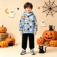 thumbnail image 2 of Zylarhe Kids Halloween Tops Hoodie with Front Pocket for Boys Cozy Sweatshirt Seasonal Comfort Light Blue 13-14 Years, 2 of 7