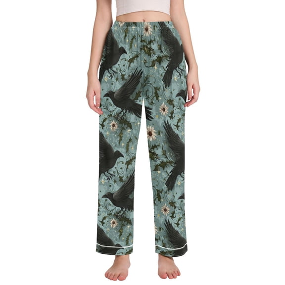 FORMRS Women's Pajama Pants with Pockets Soft Comfy Loungewear Sleep Bottom, Sizes S-2XL, Mystic Crows Pattern