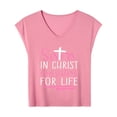 thumbnail image 4 of Sisters in Christ are Sisters for Life Holy Christian Faith Womens T Shirts, Short Sleeve V-Neck Shirts Cute Fit Summer Casual Tee Tops Dopamine Color Magenta L, 4 of 5