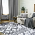 thumbnail image 2 of Geometric Bohemian Plush Shag Indoor Area Rug, Black/Cream, 4' x 6', 2 of 9
