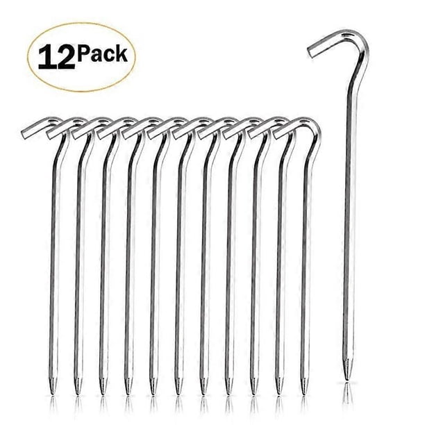 12 Pack Tent Pegs Aluminium Tent Stakes Pegs with Hook - 7 Hexagon Rod Stakes Nail Spike Garden Stakes Camping Pegs for Pitching Camping Tent, Canopie
