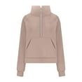 thumbnail image 4 of Spring Tops for Women Womens Tops Long Sleeve Fall Plus Half Zip Cropped Hoodies Fleece Quarter Zip Up Pullover Sweatshirts Winter Clothes Stand Collar Sweater Coat, 4 of 6