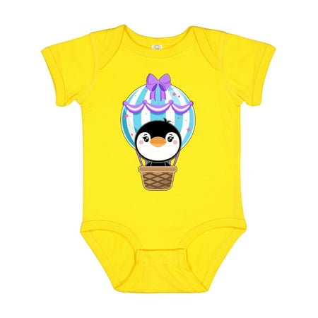 

Inktastic Cute Penguin in a Hot Air Balloon Gift Baby Boy or Baby Girl Bodysuit