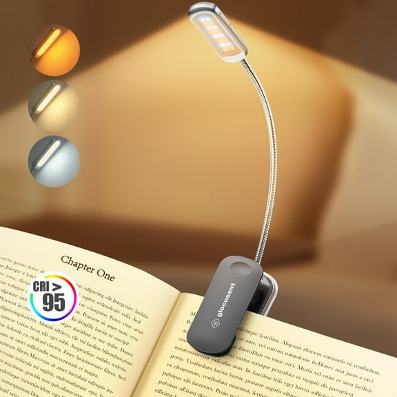 Glocusent 16 LED Book Light for Reading at Night with Timer, Rechargeable Reading Light Runs 160hrs, 3 Colors & 5 Brightness Levels