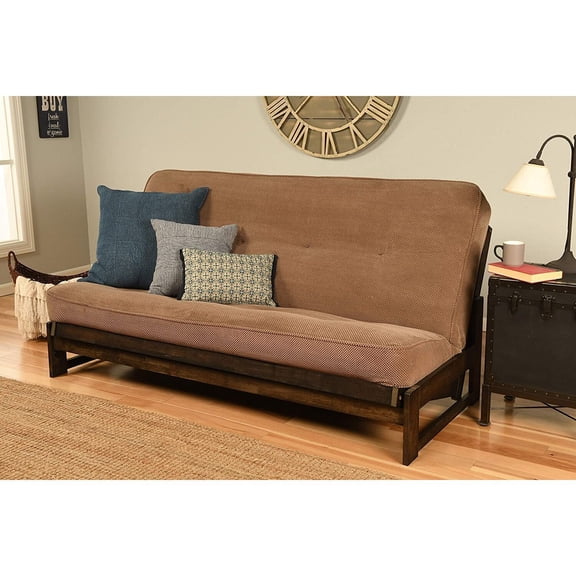 Futon Frame Full Size Hardwood Mocha Finish Sofa Bed