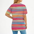 thumbnail image 6 of Summer Tops for Women V Neck Striped T Shirts Colorblock Trendy Casual Short Sleeve Base Graphic Tees Plus Size (M, Hot Pink), 6 of 7