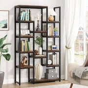 Tribesigns 6-Tier Bookshelf 70.9 inch Tall Bookcase, Vintage Industrial 12-Shelf Display Shelves Book Storage Organizer for Living Room, Home Office (Brown)