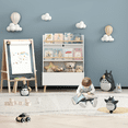 thumbnail image 3 of Kids Bookshelf, 3-Tier Book and Magazine Wooden Open Nursery Bookcase, Baby Book and Toy Storage Display Cabinet Organizer with Legs, for Children, Friends, Family, White, 3 of 9