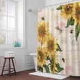 thumbnail image 5 of Sunflower Leaves Fabric Shower Curtain Floral Retro Washable Shower Curtains for Bathroom, Waterproof Bath Curtain with Hooks Home Decor 72x84in, 5 of 8