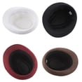 thumbnail image 3 of Fedora Hat Wide Brim Sun Protection Solid Color Panama Cap Boater Summer Beach Sunhat for Vacation, 3 of 10
