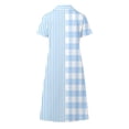 thumbnail image 5 of A Line Casual Dress Women Plaid Print Short Sleeve Turn Down Collar Relaxed Fit Midi Dress Light Blue M, 5 of 5