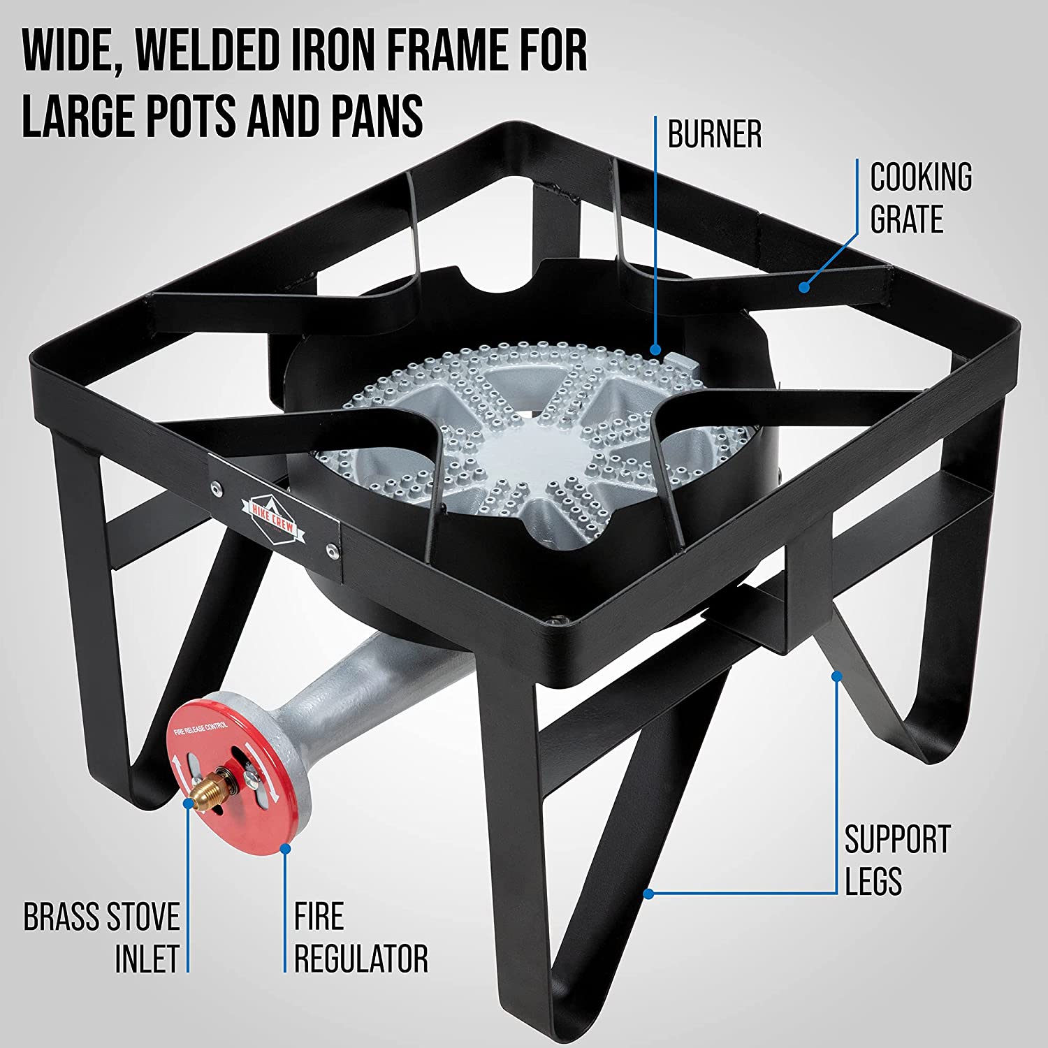 Hike Crew Cast Iron Gas Stove 1 Burner Portable for Camping & Outdoor Cooking