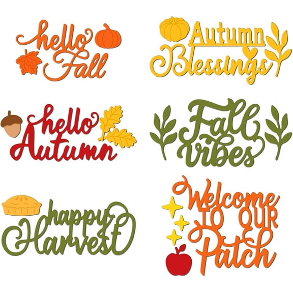 Autumn Text Cutting Dies Pumpkin Maple Leaf Carbon Steel Cut Die Plant Embossing Stencils Template for Decorative Embossing Paper Card DIY Scrapbooking Album Craft