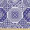 thumbnail image 1 of Azulejo Fabric by the Yard, Rhythmic Traditional Flowers Motifs Pattern in Monochromatic Illustration, Decorative Upholstery Fabric for Sofas Home Accents, 3 Yards, Dark Lavender White by Ambesonne, 1 of 4