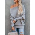 thumbnail image 3 of Femmes Manches Longues Oversized hors Épaule Solide Couleur Pull Pull Tops, 3 of 4