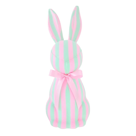 Mint Green Striped Bunny Rabbit Table Decor, 20cm Easter Decoration Figurine, Spring Festival Ornament for Home Shelf Centerpiece, Cute Easter Bunny for Holiday Celebration
