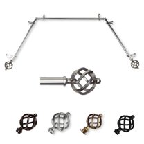 Jinx 13/16" Bay Window curtain rod 20"-36", 38"-72" - Satin Nickel,(ABay-42-5)