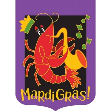 Magnolia Garden Flags M010059 13 x 18 in. Crawfish Mardi Gras Polyester Garden Flag