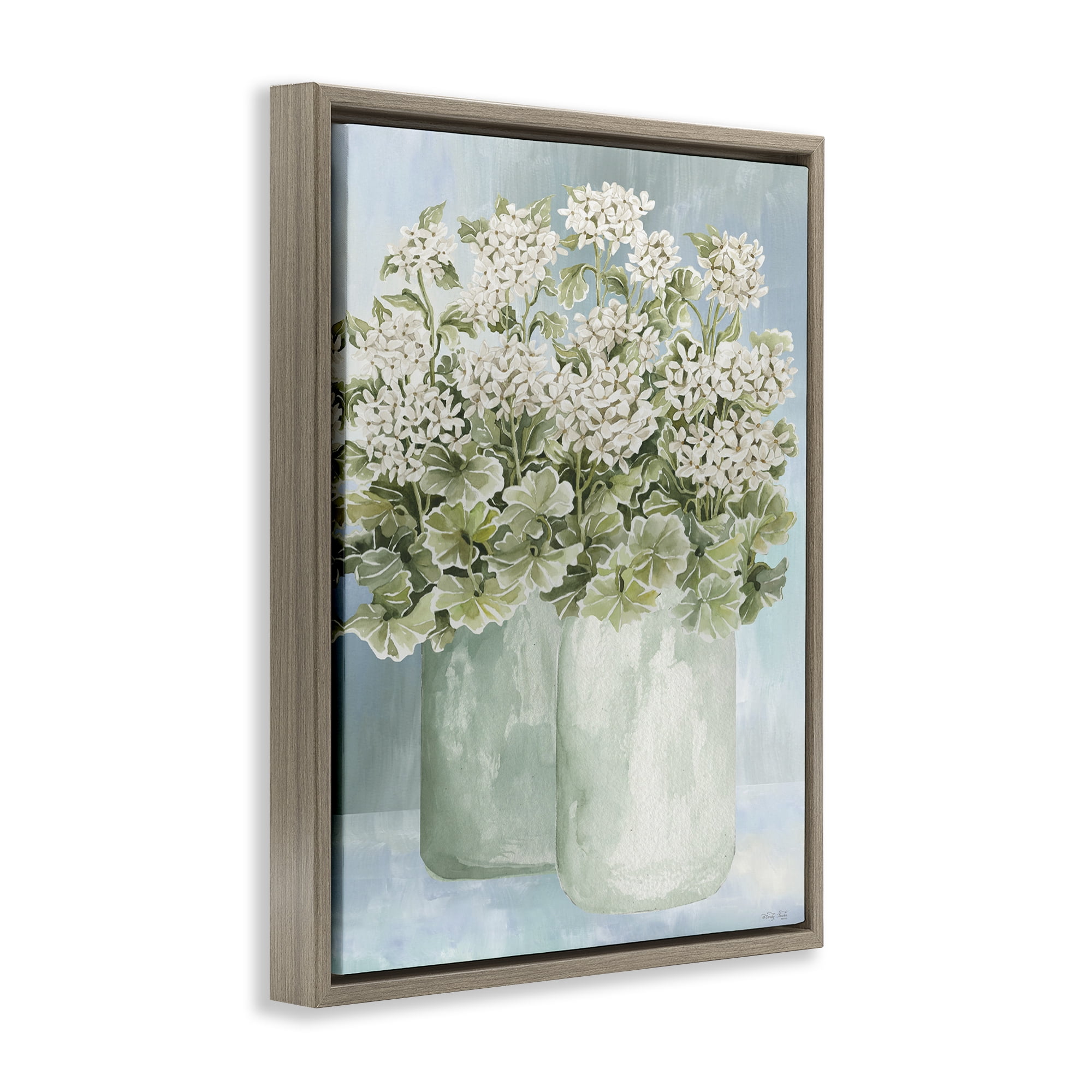 Stupell Industries Charming Country Herbs Botanical & Floral Painting Brown Floater Framed Art Print Wall Art, 17 x 21