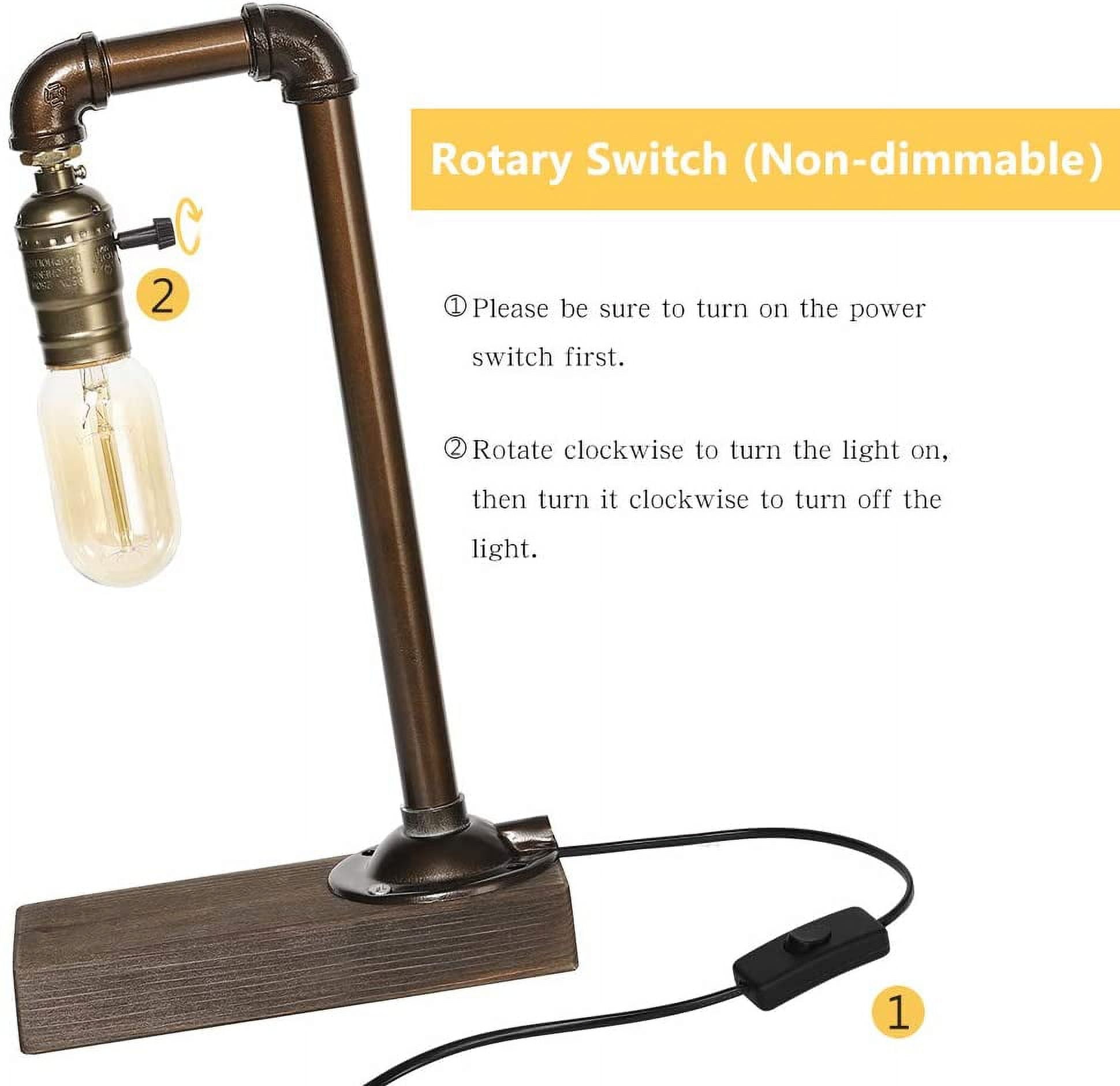 Retro Vintage Table Lamp, Industrial Loft Style Steam Punk Lamp Iron Piping Desk Lamp