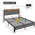 thumbnail image 2 of Queen Bed Frame,Storage Headboard with Charging Station,Solid and Stable,Noise Free,No Box Spring Needed,Easy Assembly,Metal Platform Queen Size Bed Frame,86.3"x62"x40.5",Dark Gray, 2 of 8
