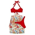 thumbnail image 4 of Fsqjgq Womens Swimsuits Sets Cute Swimsuits Swimsuit Dress with Shorts Women Fashion Strap Wrap Pad High Waist Prints Bikini Set Swimsuit Thong Swimwear Bathing Suit Red M, 4 of 4