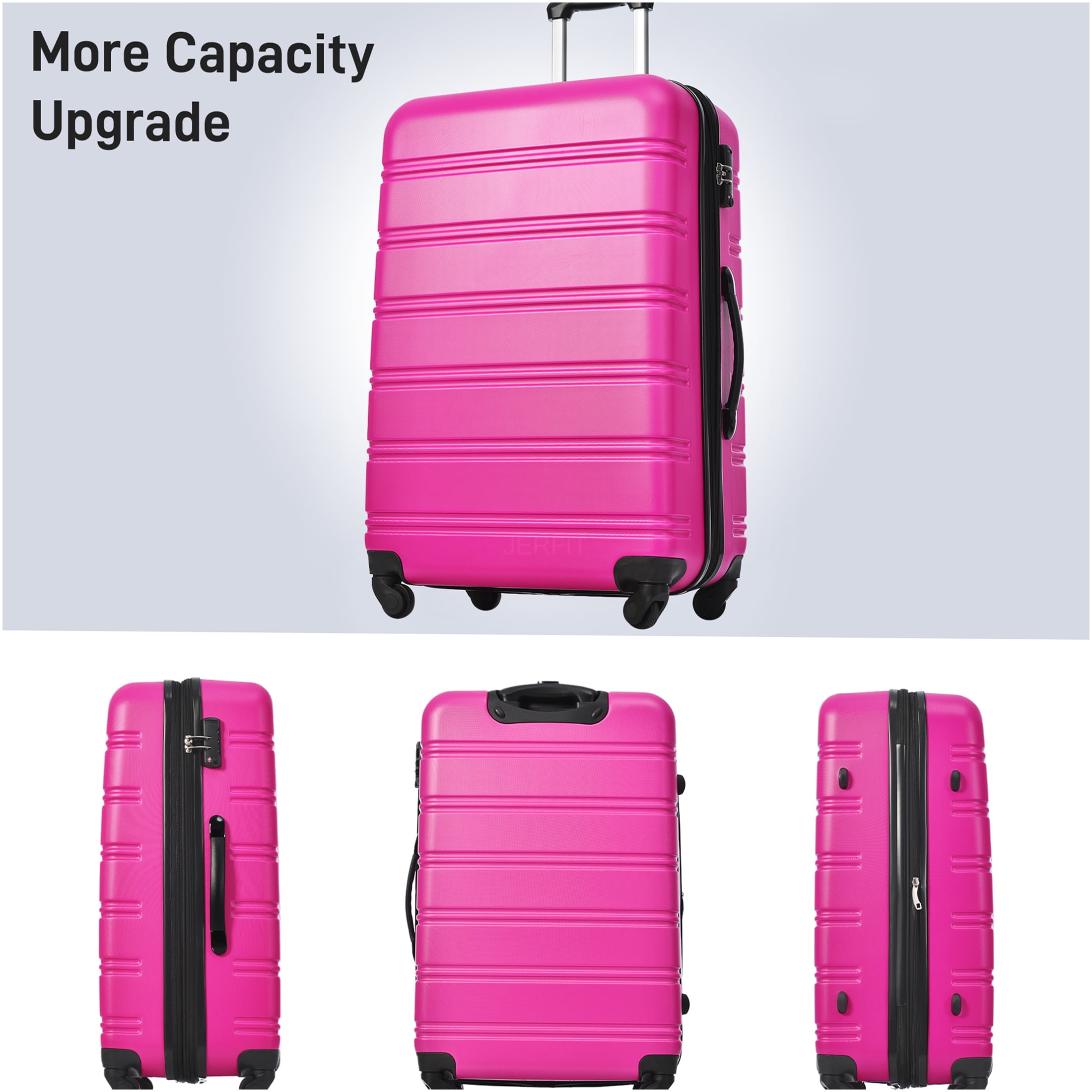 JERFIT 4-Piece Pink ABS Hardshell Spinner Luggage Set with TSA Lock, Lightweight Expandable Suitcases 16" 20" 24" 28"