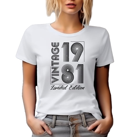 Vintage 1981 Limited Edition, Mom or Dad's Birthday, 80s B-day Celebrant, White T-Shirt, Small