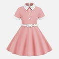 thumbnail image 2 of CAICJ98 Dresses for Girls 50s Dress Rockabilly Swing Dresses for Toddler Girls Vintage Dresses Audrey 50's Retro Dress with Belt Pink,3-4 Years, 2 of 7