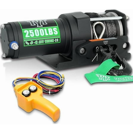 TYT Electric Towing Winch, 12V, 2500 lb, Synthetic Cable, 32FT, Fits All-Terrain Vehicle