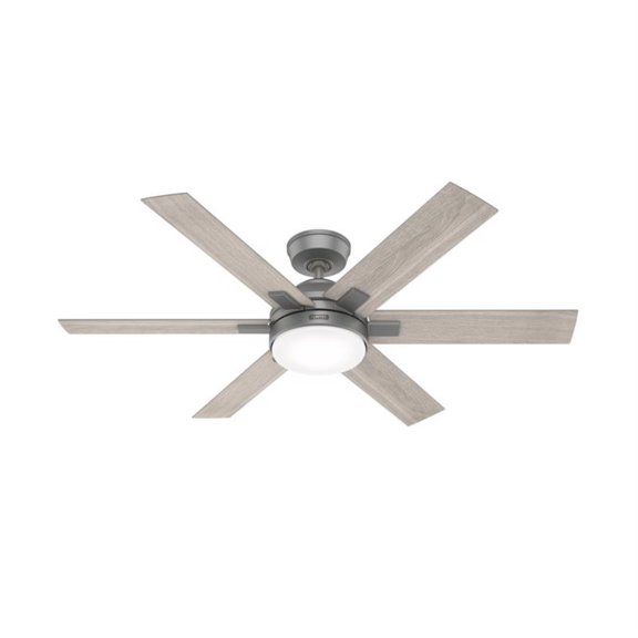 51878-Hunter Fans-Georgetown - 6 Blade Ceiling Fan with Light Kit In Modern Style-13.97 Inches Tall and 52 Inches Wide-Matte Silver Finish