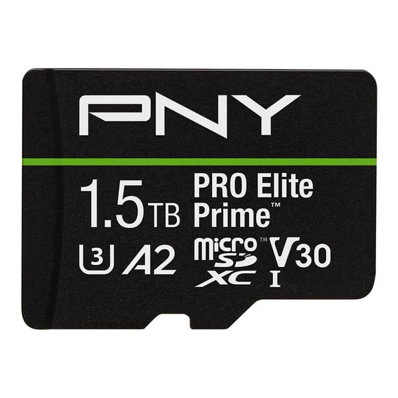 PNY 1.5TB PRO Elite Prime C10 U3 V30 A2 microSDXC Flash Memory Card â Ultra-Fast Speeds, Read 200MB/s, Write 150MB/s, 4K UHD, Full HD, UHS-I, for Smartphones, Drones, Action Cameras
