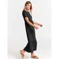 thumbnail image 2 of MLDRA Women’s Dress Short Sleeve Crewneck Maxi A line Tiered Flowy T Shirt Casual Long Dresses Beach Travel 2026 Summer Black XL, 2 of 10
