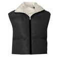 thumbnail image 3 of IROINNID Women's Puffer Vest Stand Collar Solid Color Sleeveless Warm Zippers Slim Zipper Dual-purpose Warm Coat Tops Vest, Black, 3 of 7