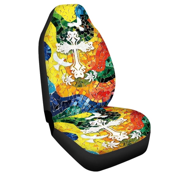 Jeiento Cross Car Seat Covers Front Seats Only Auto Seat Protectors Covers Colorful Vehicle Bucket Seat Cover Interior Car Accessories for SUV Van Truck
