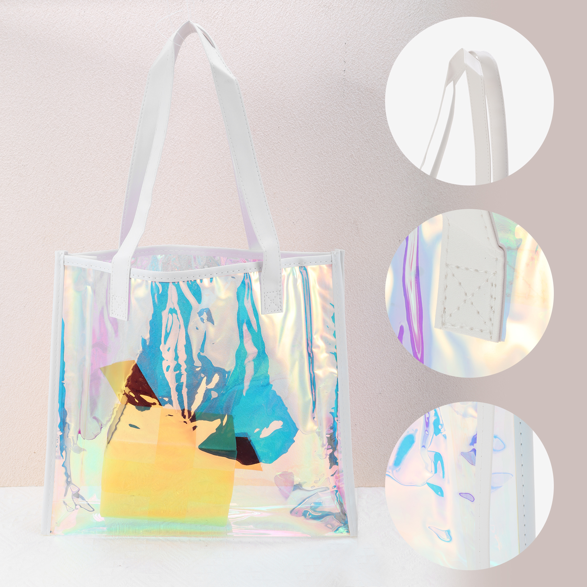 Unique Bargains Edged Reusable Gift Bag Multicolor For All Occasions 1Pc White Multicolor
