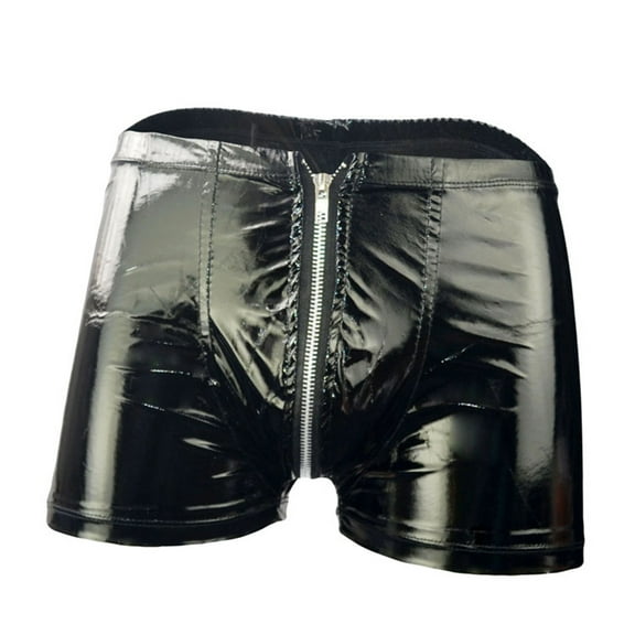 Odeerbi Mens Boxer Briefs 2025 Valentine's Day Sexy Underwear Faux Leather String Thong Girly Sexy Tight Panties Black