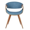thumbnail image 3 of Armen Living Butterfly Mid-Century Modern Dining Chair in Walnut Finish and Blue Fabric, 3 of 9
